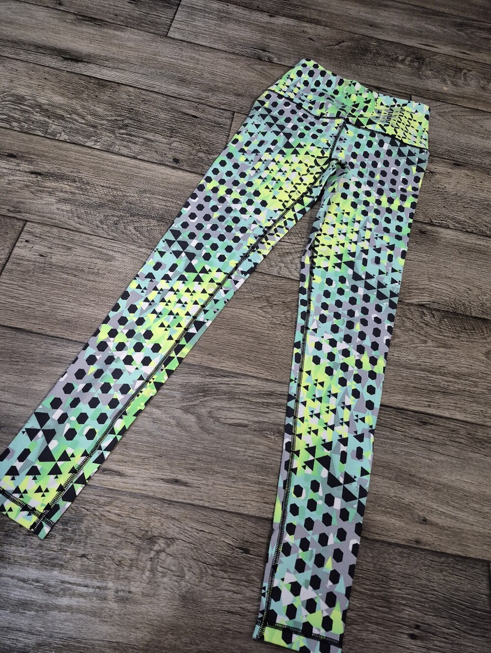 VSX Victoria's Secret Sport Green Geometric Print High Waisted Leggings Size XS